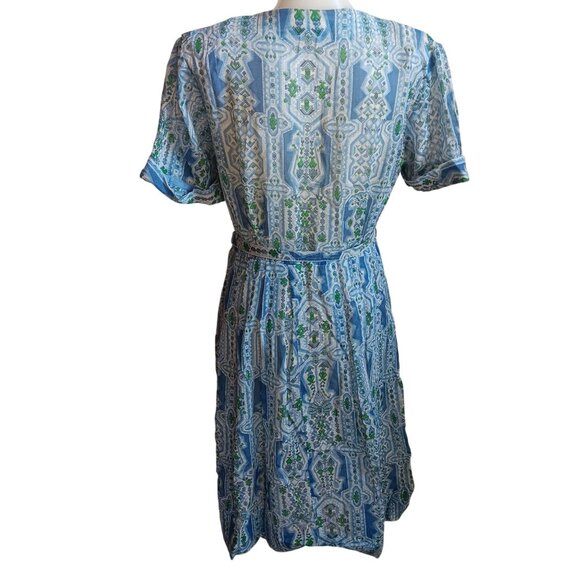 sz 10 Vintage 1960's Sheer Berkshire Geometric Print House Dress w/Belt B-Tween - Picture 3 of 15